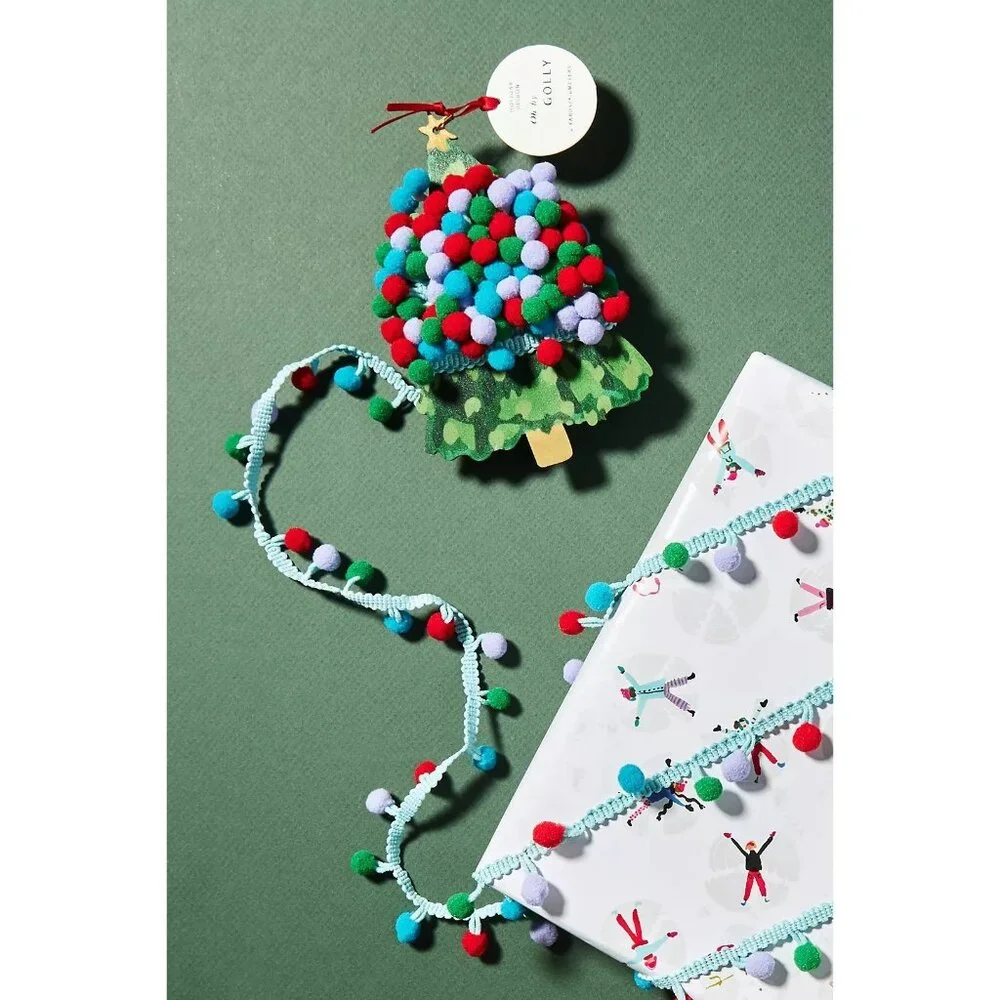Anthropologie Holiday Pom Pom Ribbon 5 Yards